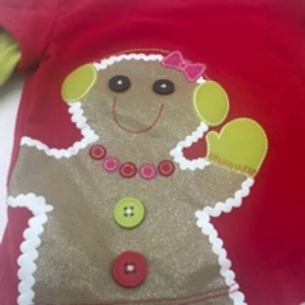 JK Top Size 18M Red and Green Long Sleeve Gingerbread